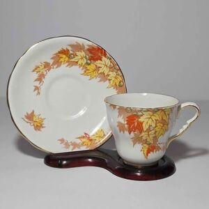 Royal Stafford Teacup and Saucer Yellow Orange Leaves Vintage